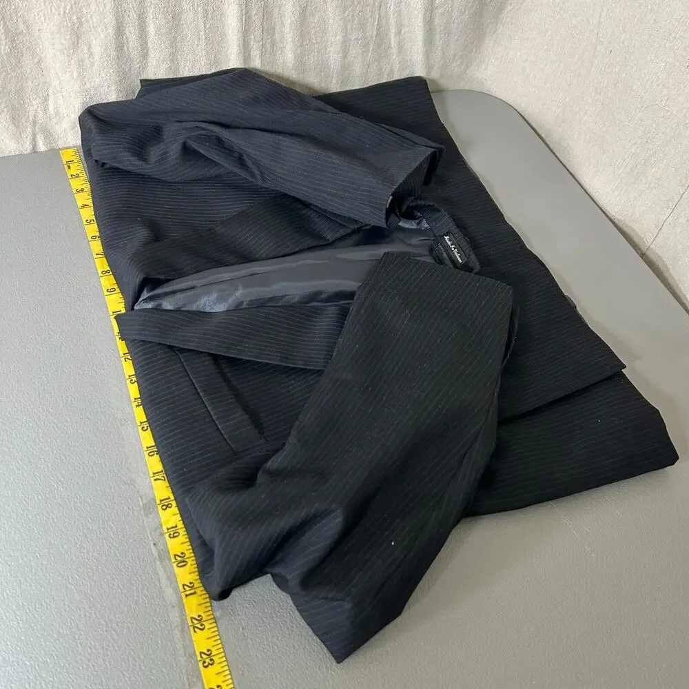 Pierre Cardin Mens Black Pinstripe Blazer 42S Classic Preppy Business 100% Wool - Picture 7 of 12